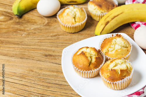 Homemade Banana Nut Muffins Ready to Eat