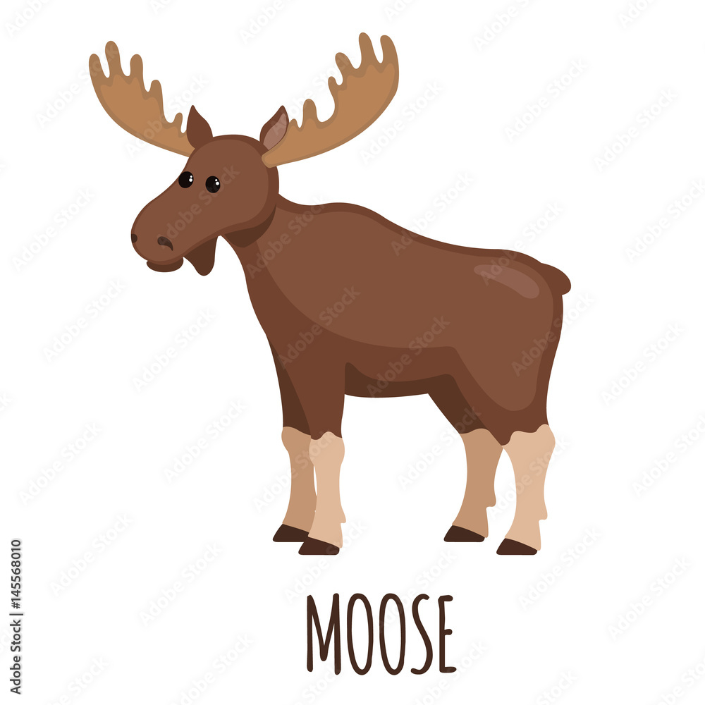 Cute Moose in flat style. Cute Moose in flat style.