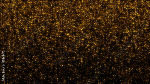 Golden glittering stars. Digital background. 3d rendering