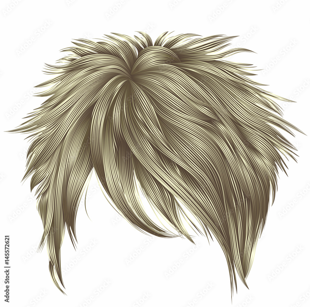 Obraz premium trendy woman short hairs blond colors . fringe . fashion beauty style . realistic 3d .