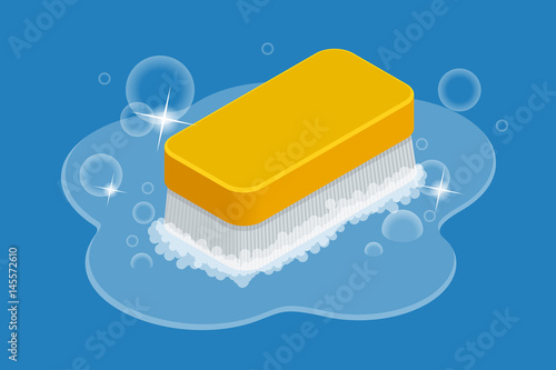 Vector cleaning service element. Sponge foam bubbles. Cleaning supplies. Template for banners, web sites, printed materials, infographics