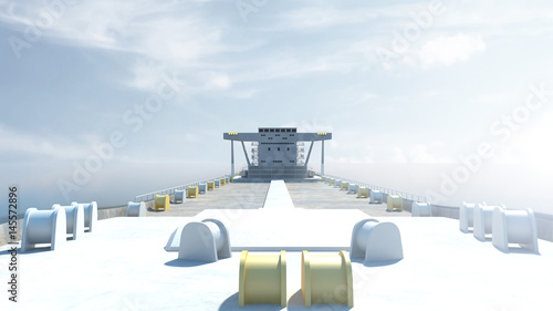 Fototapeta Naklejka Na Ścianę i Meble -  View of Tanker Ship Sailing Across the Ocean. 3D Rendering