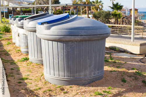 City trash cans. Dumpster