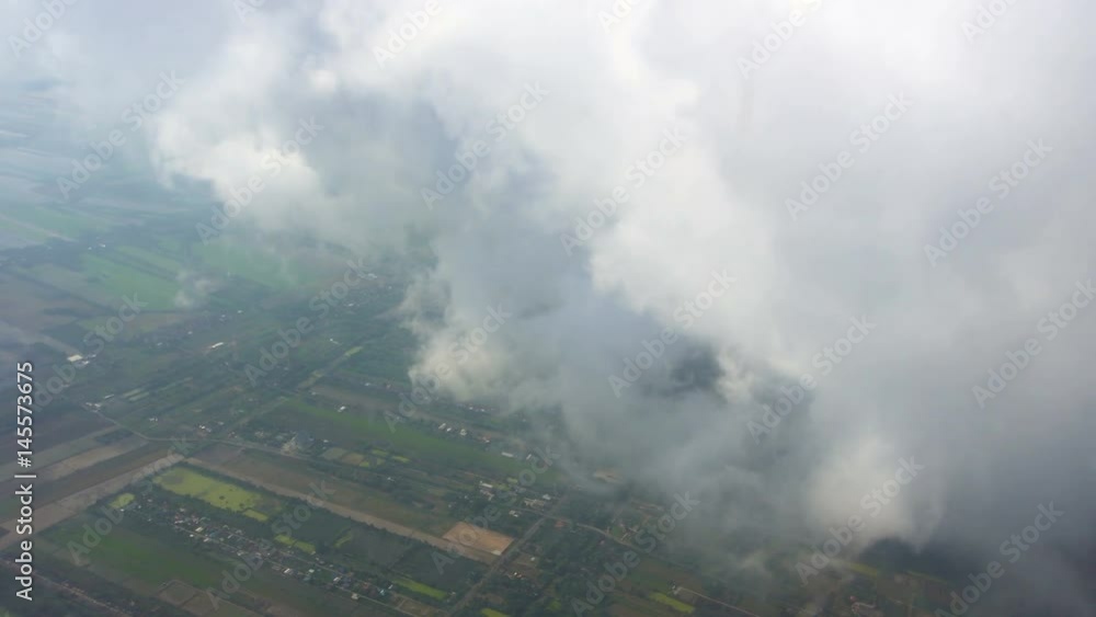 Flying Through Clouds. View from Plane Flying Through Clouds. View from Plane