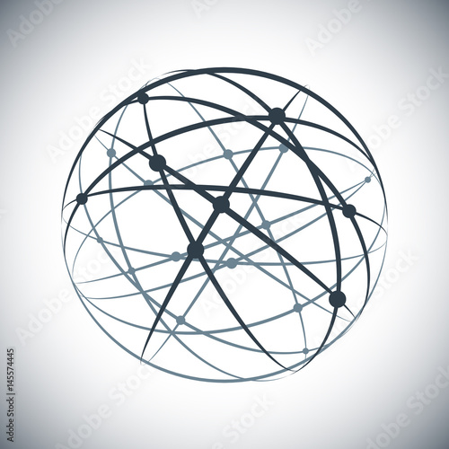 Abstract lines network sphere on white background