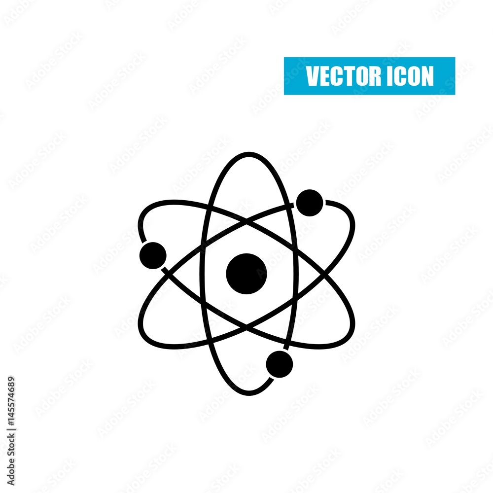 Atom Icon flat style isolated on white background Atom Icon flat style isolated on white background