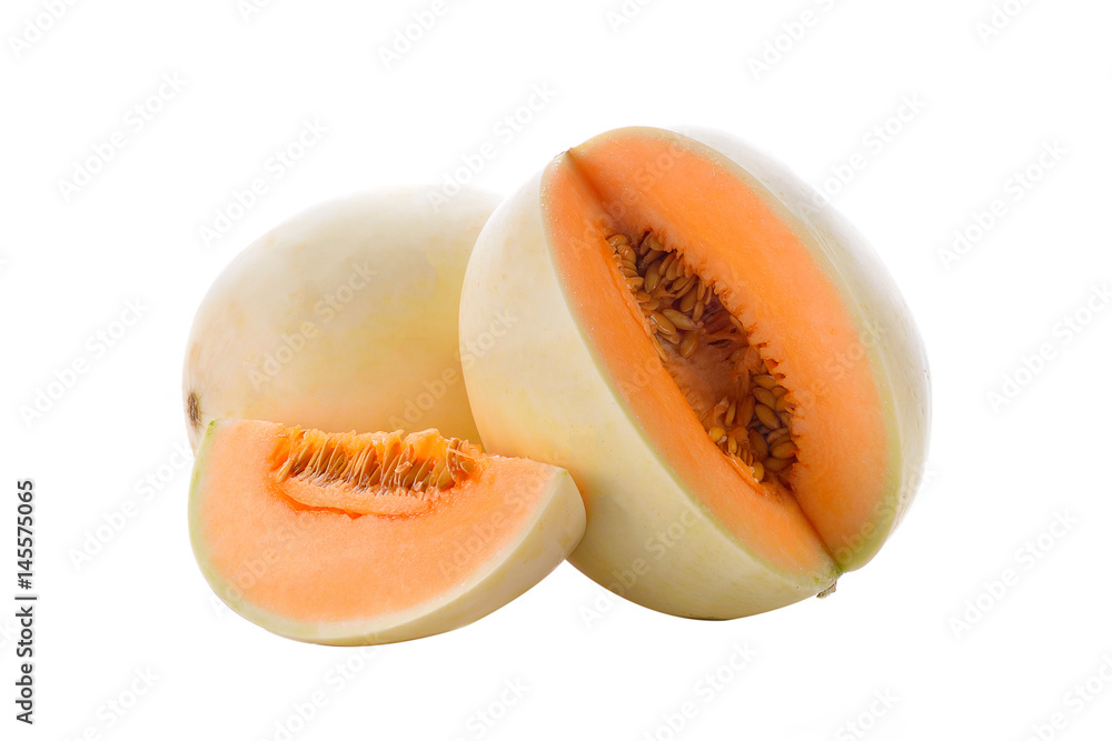 cantaloupe melon isolated on white background cantaloupe melon isolated on white background