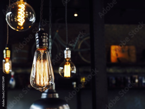 Decorative light bulbs on beautiful background