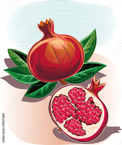 ripe pomegranates on a table