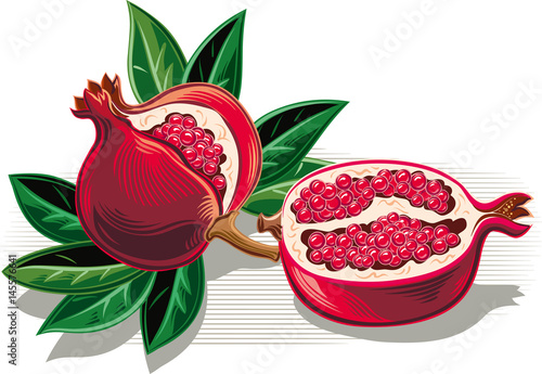 ripe pomegranates on a table