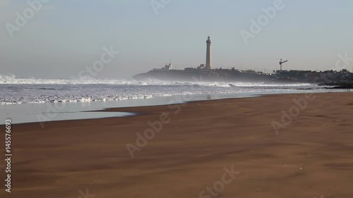 View of Atlantic ocean beach in Casablanca, Morocco