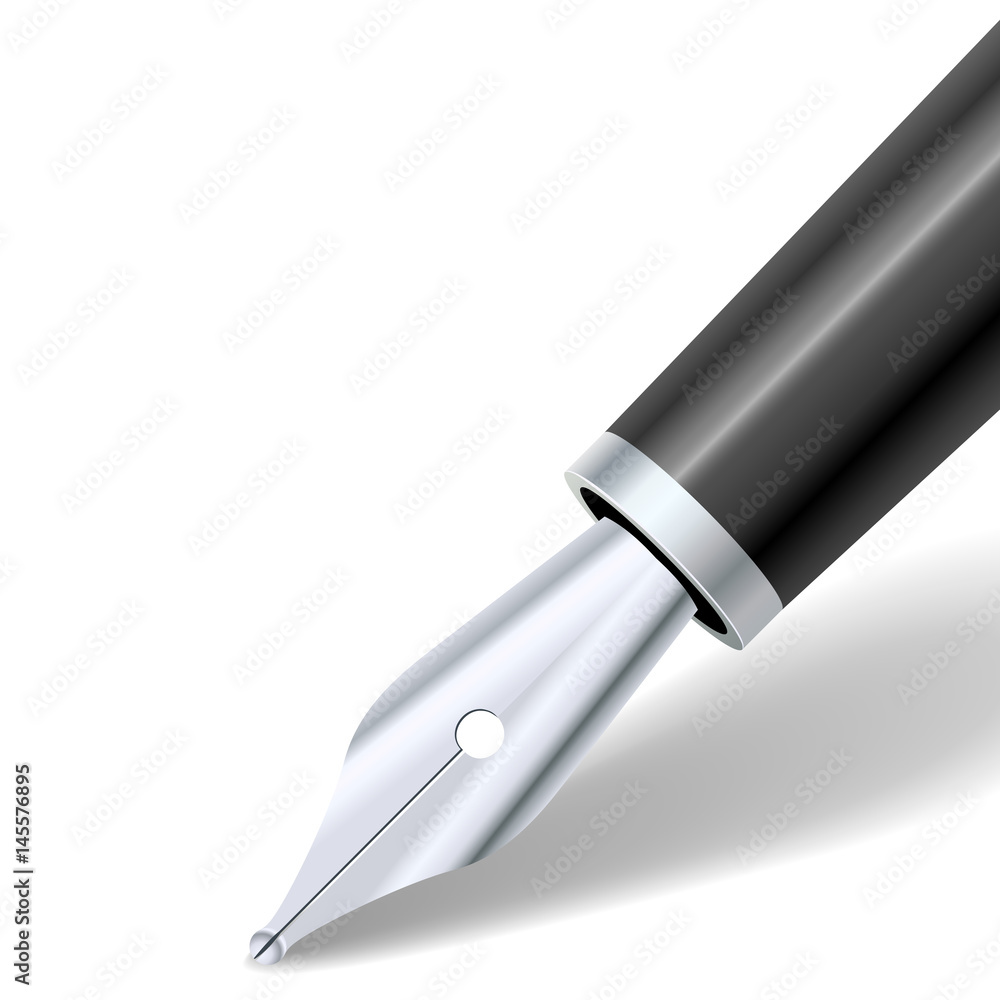Silver fountain pen vector template. Silver fountain pen vector template.