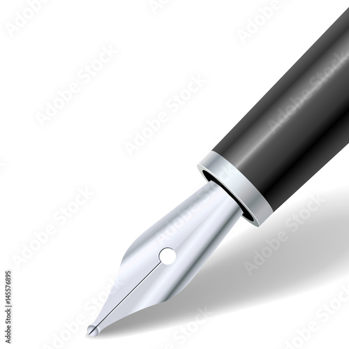 Silver fountain pen vector template.