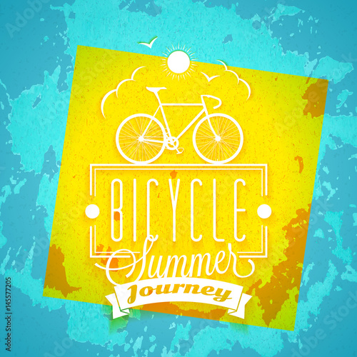 Summer holidays poster. Typography retro style badge. Vector illustration on textured background