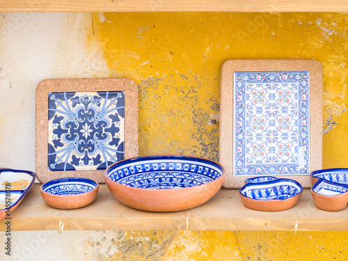 Photography Traditional Portuguese pottery sold as souvenirs in Obidos
