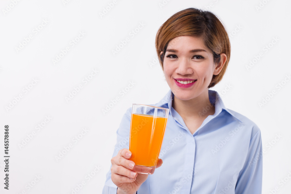 healthy asian woman holding glass of orange juice healthy asian woman holding glass of orange juice