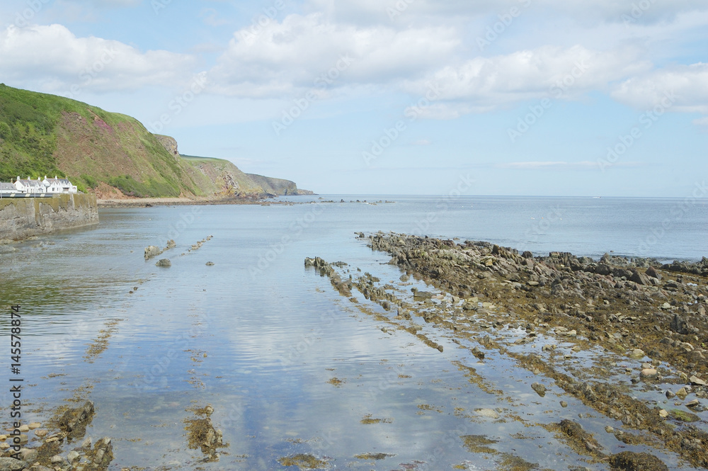 Burnmouth shore, cliffs and North Sea