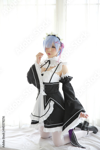 Foto Japan anime cosplay girl in white tone