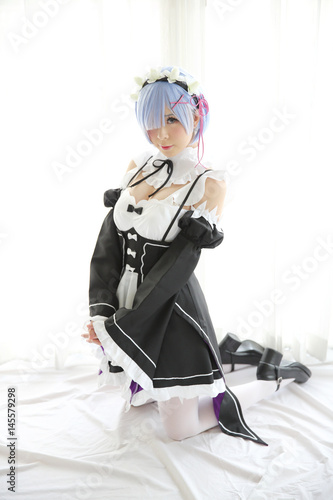 Foto Japan anime cosplay girl in white tone