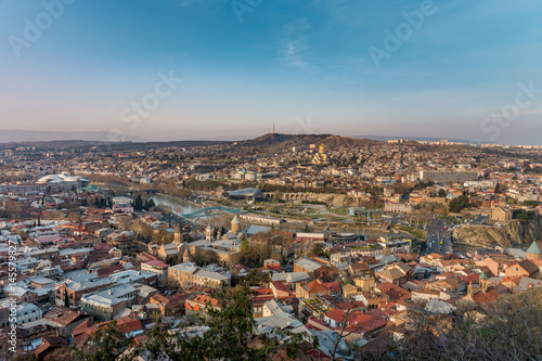 Fototapeta Naklejka Na Ścianę i Meble -  TBILISI, GEORGIA Panorama view on centre of Tbilisi city.