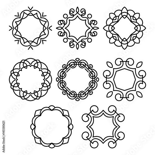 Elegant outline frames for design. A template for embroidering monograms, pyrography, creating icons and logos.
