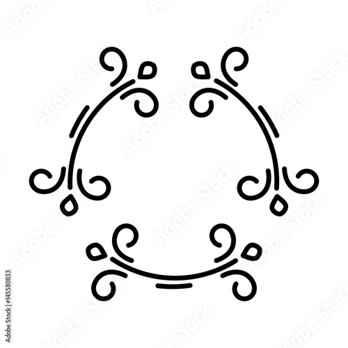 Elegant contour frame for design. A template for embroidering monograms, pyrography, creating icons and logos.