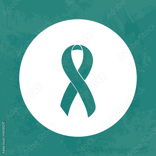 Awareness Teal ribbon. Uterine, Vulvar, Gynecological Cancer, Knee Injury, Anti Bullying, Agoraphobia, Anxiety Disorder, Food Allergies, Panic Disorder. Isolated icon. Watercolor painted background.