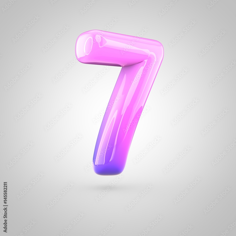 Glossy pink and violet gradient paint alphabet number 7 isolated on white background Glossy pink and violet gradient paint alphabet number 7 isolated on white background