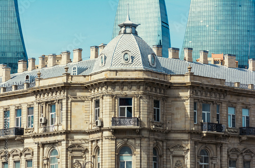 Old building in Azneft squuare, Baku city, Azerbaijan photo