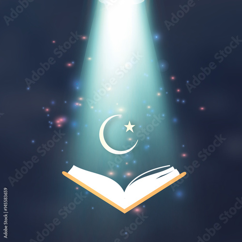 Ramdan Kareem. Quran. Crescent Moon. Star.
