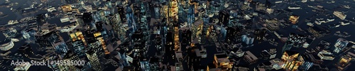 Aerial view of the night city  Panorama of the night city  beautiful city landscape  3d rendering  