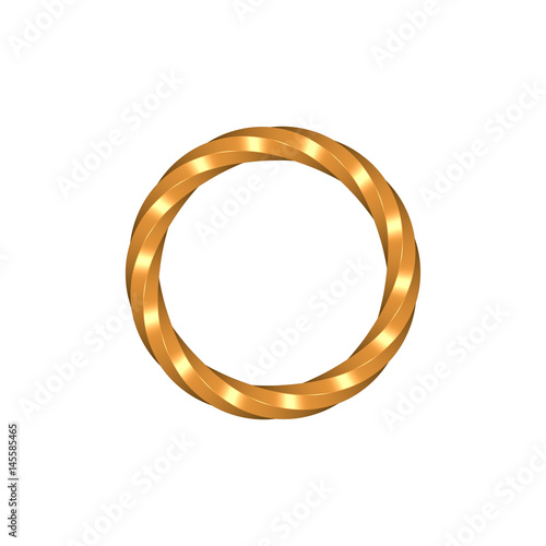 Twisted metallic ring. Isolated on white background. 3D rendering illustration.