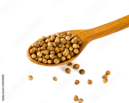 Coriander (cilantro seeds) isolated on white