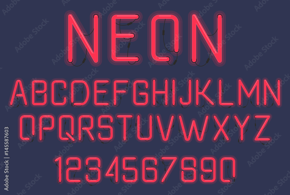 Neon Light Alphabet