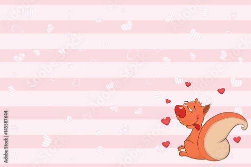 Valentines card with a Cute Squirrel illustration