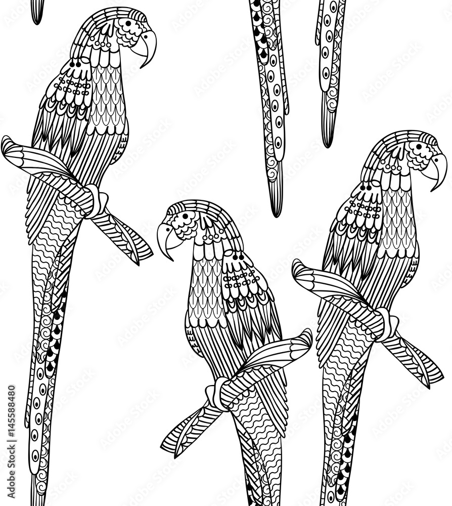 Obraz premium Seamless pattern. Hand drawn sketch for adult antistress coloring page, zentangle.