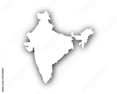 Karte von Indien mit Schatten