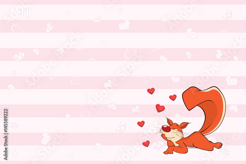 Valentines card with a Cute Squirrel illustration