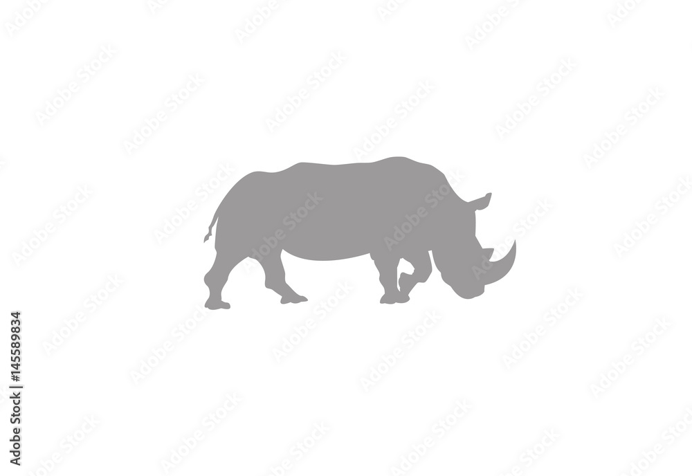 Rhino minimal vector illustration, silhouette isolated on a white background