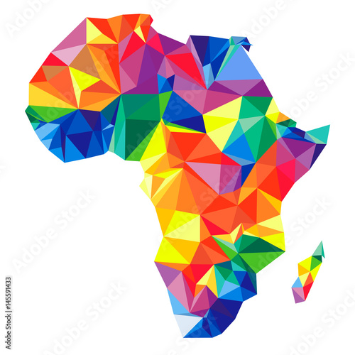 Abstract continent of Africa from triangles. Origami style. Polygonal pattern for your design.