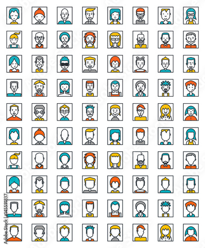 Mega Set of avatars. Flat Style Design.