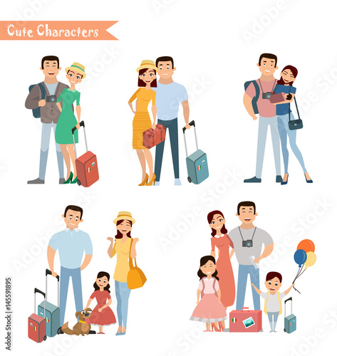 People and family traveling on vacation.