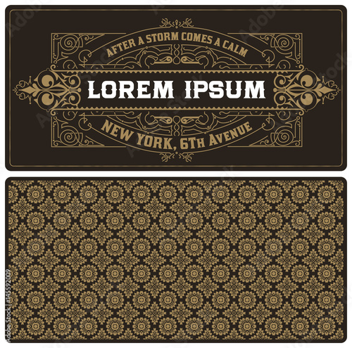 vintage card template with pattern.