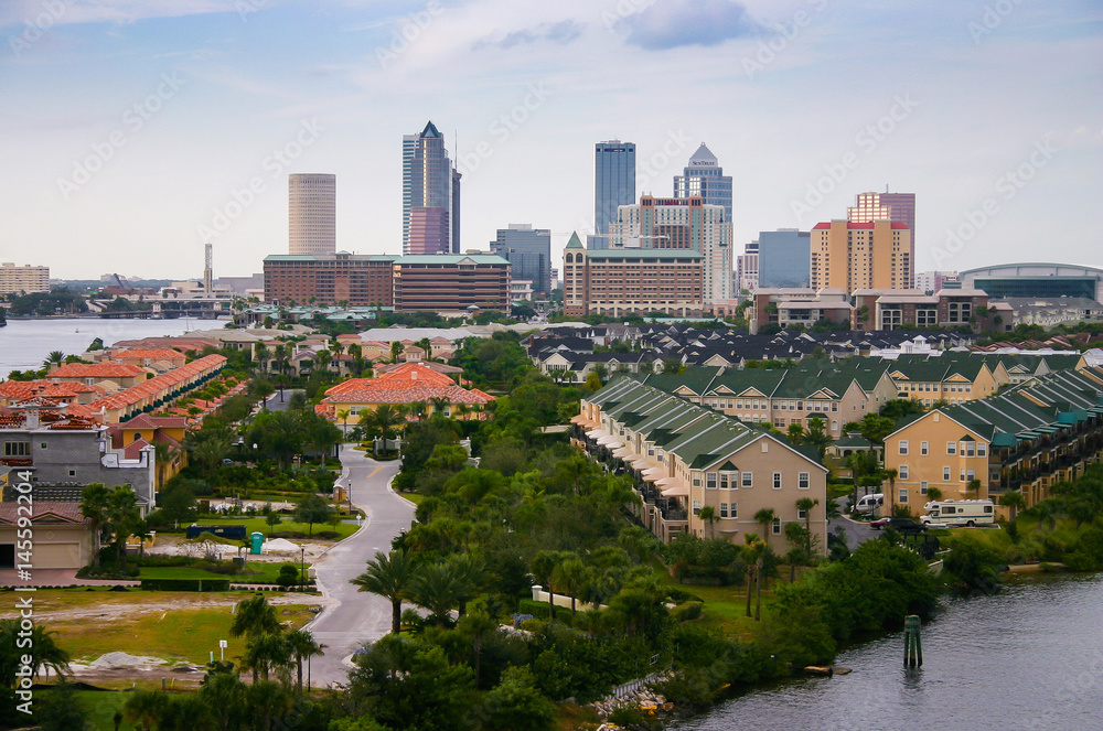 Tampa city skyline, panoramic view on modern skyscrapers