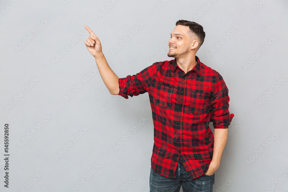 Man showing away with his finger Man showing away with his finger