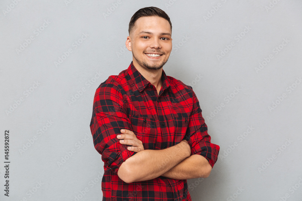 Obraz premium Portrait of man foding his hands