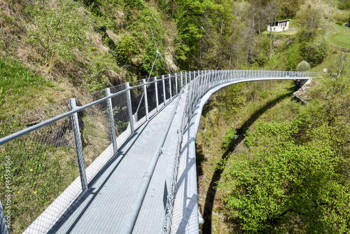 Suspension bridge over the river at Leontica