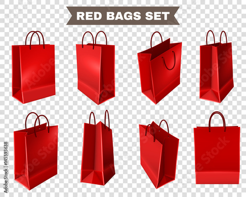 Red Shopping Bags Set