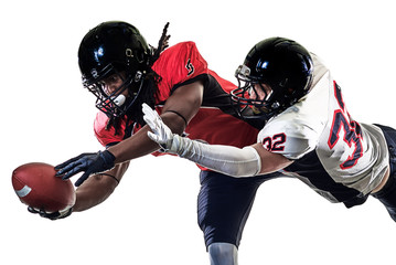 two american football players men studio isolated on white background