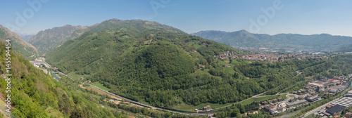 Sanctuary of St. Patrick (San Patrizio), Colzate, Bergamo, Italy. Landscape on the Seriana Valley